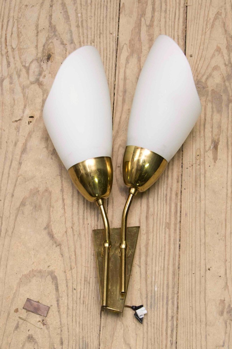 Czechoslovak Brass Wall Lamps by Stanislav Kucera for Kamenicky Senov, 1970s, Set of 2