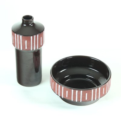 Czechoslovak Ceramic Vase and Bowl from Keramit, 1960s, Set of 2-UL-689690