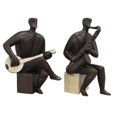 Czechoslovakia Ceramic Figurines of Musicians, 1970s-TZ-1281325