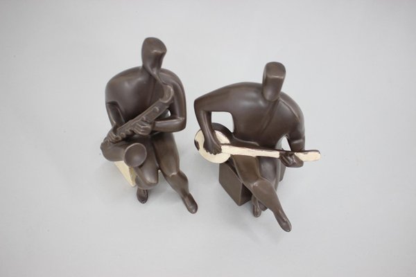 Czechoslovakia Ceramic Figurines of Musicians, 1970s-TZ-1281325