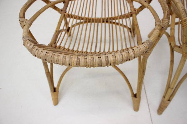 Czechoslovakia Lounge Chairs in Rattan by Alan Fuchs, 1960s, Set of 2-TZ-1383606