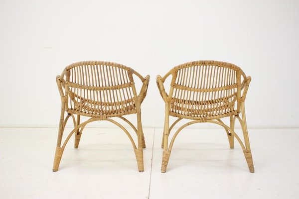 Czechoslovakia Lounge Chairs in Rattan by Alan Fuchs, 1960s, Set of 2-TZ-1383606