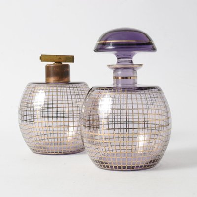 Czechoslovakian Amethyst Glass Vanity Set from Podbira, 1930s-IXK-1008020