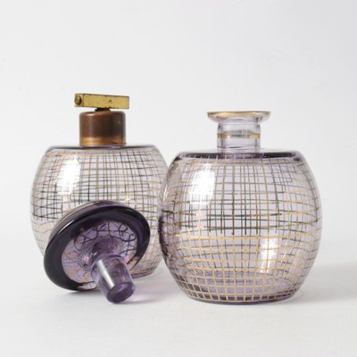 Czechoslovakian Amethyst Glass Vanity Set from Podbira, 1930s-IXK-1008020