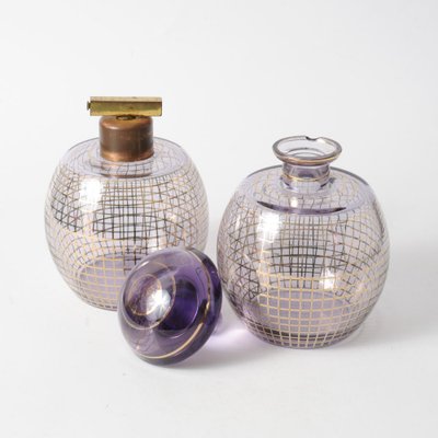 Czechoslovakian Amethyst Glass Vanity Set from Podbira, 1930s-IXK-1008020