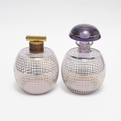 Czechoslovakian Amethyst Glass Vanity Set from Podbira, 1930s-IXK-1008020