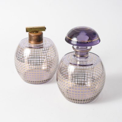 Czechoslovakian Amethyst Glass Vanity Set from Podbira, 1930s-IXK-1008020