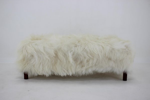 Czechoslovakian Art Deco Sheepskin Ottoman, 1930s-TZ-955575