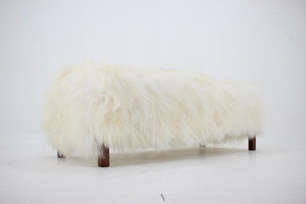 Czechoslovakian Art Deco Sheepskin Ottoman, 1930s-TZ-955575