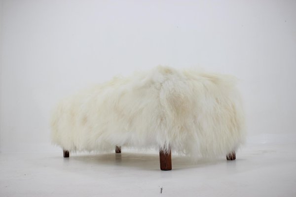 Czechoslovakian Art Deco Sheepskin Ottoman, 1930s-TZ-955575