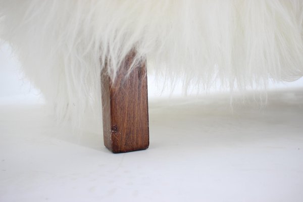 Czechoslovakian Art Deco Sheepskin Ottoman, 1930s-TZ-955575