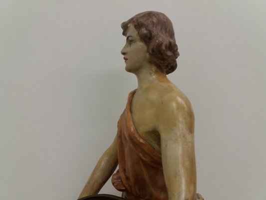 Czechoslovakian Art Deco Terracotta Girl Statue, 1930s-TZ-955579