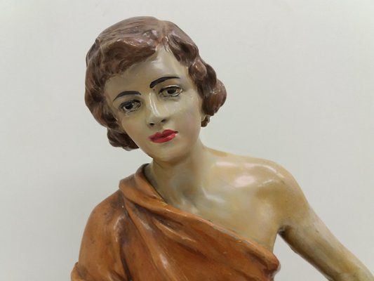 Czechoslovakian Art Deco Terracotta Girl Statue, 1930s-TZ-955579