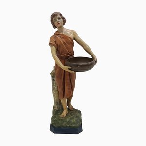 Czechoslovakian Art Deco Terracotta Girl Statue, 1930s-TZ-955579