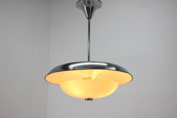 Czechoslovakian Bauhaus Pendant in Aluminium and Glass, 1930s-TZ-1259863