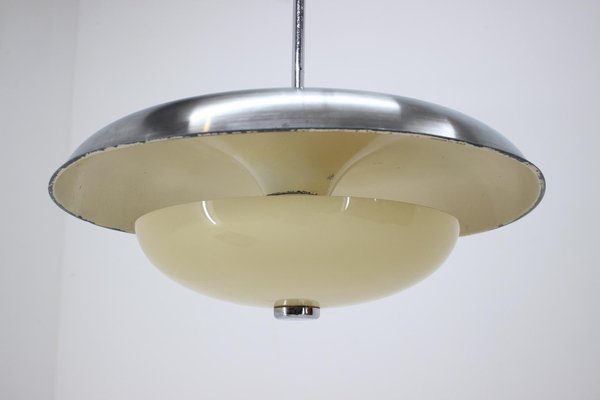 Czechoslovakian Bauhaus Pendant in Aluminium and Glass, 1930s-TZ-1259863