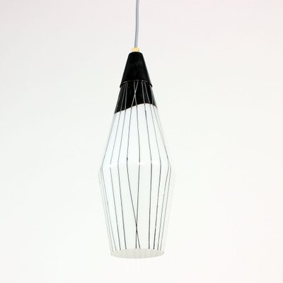 Czechoslovakian Brussels Era Black & White Ceiling Lamp, 1960s-UL-903667