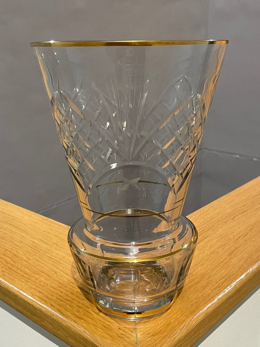 Czechoslovakian Carved Glass Vase, 1910