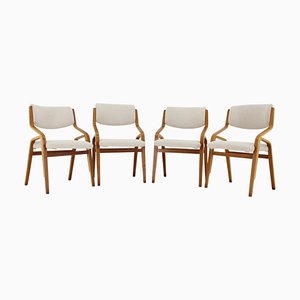 Czechoslovakian Dining Chairs in Bentwood and Boucle Fabric, 1970s, Set of 4-TZ-1382402