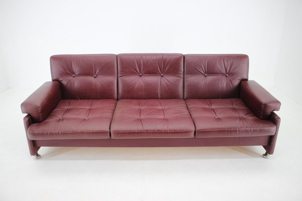 Czechoslovakian Folding Sofa in Leather by Arch. Spicka, 1970s-TZ-1257684