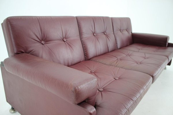 Czechoslovakian Folding Sofa in Leather by Arch. Spicka, 1970s-TZ-1257684