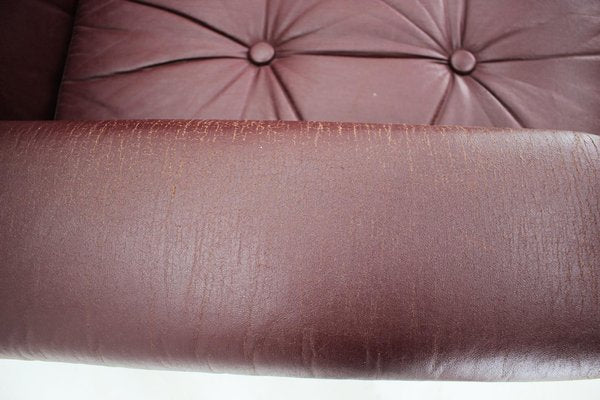 Czechoslovakian Folding Sofa in Leather by Arch. Spicka, 1970s-TZ-1257684