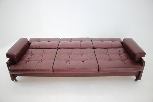 Czechoslovakian Folding Sofa in Leather by Arch. Spicka, 1970s-TZ-1257684