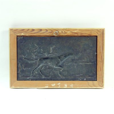 Czechoslovakian Framed Hunting Dog Brass Wall Art, 1950s-UL-737365