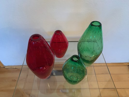 Czechoslovakian Glass Vases by Milan Metelak for Harrachov Glassworks, 1960s, Set of 4-RTR-1763420