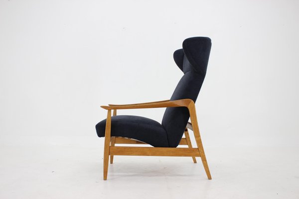 Czechoslovakian Oak Reclining Wing Chair, 1960s-TZ-1314153