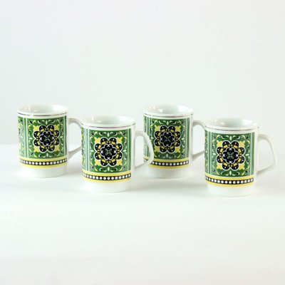 Czechoslovakian Porcelain Mugs, 1960s, Set of 4-UL-714983