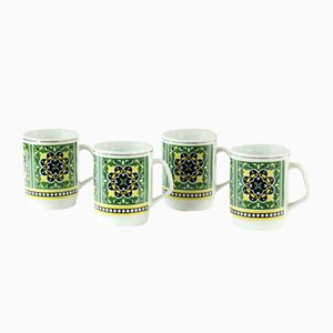 Czechoslovakian Porcelain Mugs, 1960s, Set of 4-UL-714983