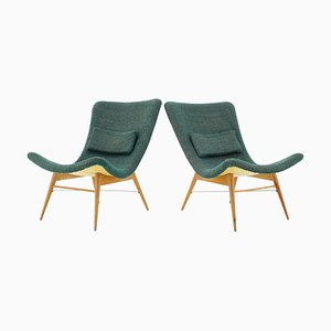 Czechoslovakian Shell Lounge Chairs by Miroslav Navratil, 1960s, Set of 2-TZ-792204