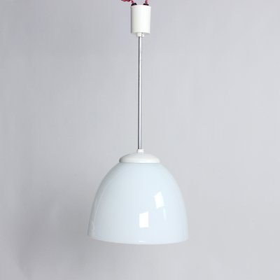 Czechoslovakian White Opaline Glass Ceiling Lamp, 1960s-UL-911279