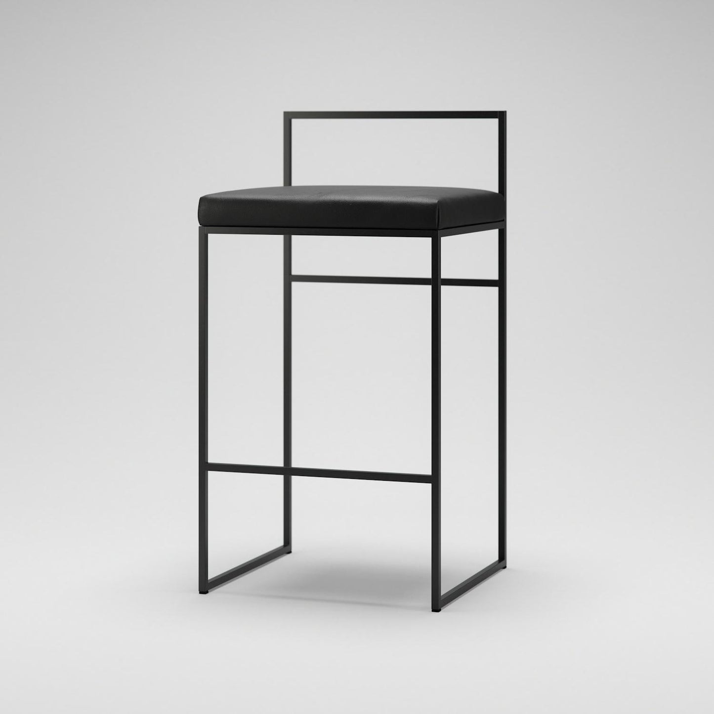 Department Bar Stool with Backrest 80 cm Black/Black Leather