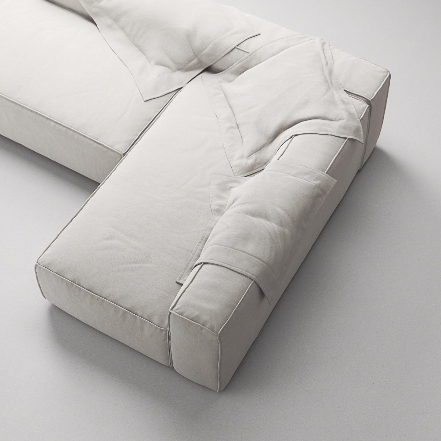 Decotique Grand 3-Seater Lounge Sofa Open End Left Moonwhite