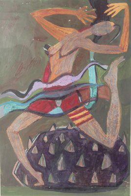 Dagmar Jelínková, Dancer, 1990s, Tempera, Watercolor, Pastel & Pencil on Paper, Framed-IND-1351743