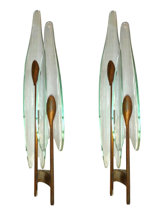 Dahlia 1461 Wall Lights by Max Ingrand for Fontana Arte, 1955, Set of 2