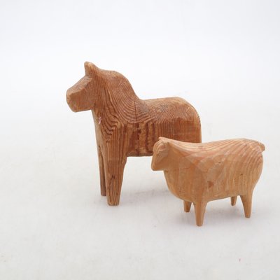 Dalecarlian Horse & Sheep, 1850s, Set of 2-VAP-985407