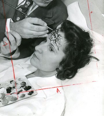 Dali is Painting Medusa's Head on Galas Forehead, 1955-DYV-701005