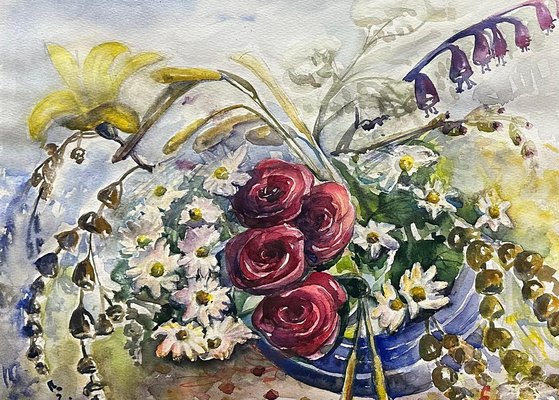 Dali Nazarishvili, Composition of Flowers, 2015, Watercolor on Paper-CHG-2036995