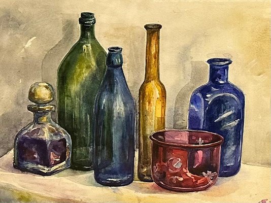 Dali Nazarishvili, Still Life with Bottles, 2006, Watercolor on Paper-CHG-2036993