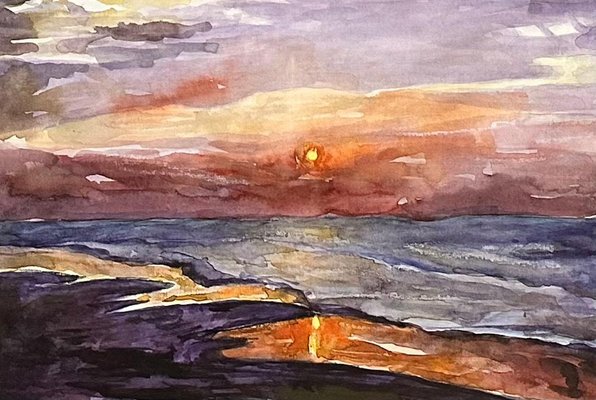 Dali Nazarishvili, Sunset, 2015, Watercolor on Paper-CHG-2036992