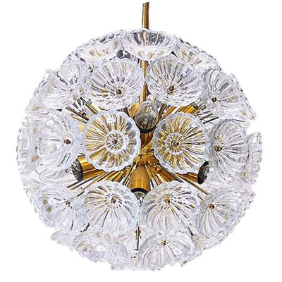 Dandelion Chandelier with Glass Flowers & Brass, 1960s, Germany-DEK-932594