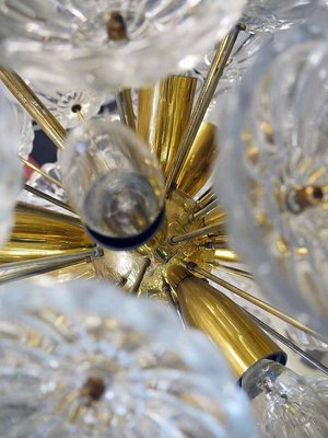 Dandelion Chandelier with Glass Flowers & Brass, 1960s, Germany-DEK-932594