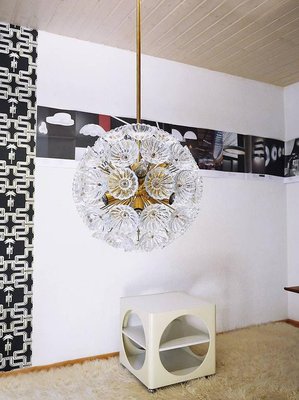 Dandelion Chandelier with Glass Flowers & Brass, 1960s, Germany-DEK-932594