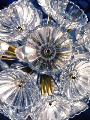 Dandelion Chandelier with Glass Flowers & Brass, 1960s, Germany-DEK-932594