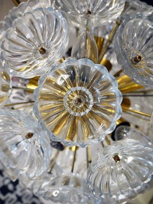 Dandelion Chandelier with Glass Flowers & Brass, 1960s, Germany-DEK-932594