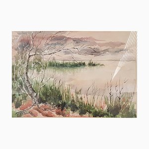 Daniel Pozanco, Landscape Composition, Watercolor on Paper, Framed-PTH-1347881