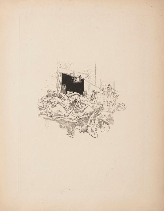 Daniel Vierge, Night's Tangle, Etching Print, Late 19th Century